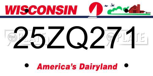25ZQ271 Wisconsin License Plate