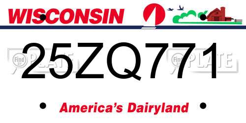 25ZQ771 Wisconsin License Plate