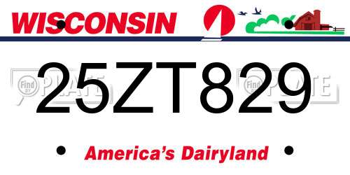 25ZT829 Wisconsin License Plate