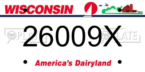 26009X Wisconsin License Plate