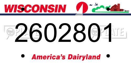 2602801 Wisconsin License Plate