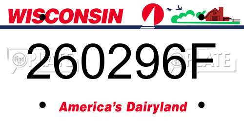 260296F Wisconsin License Plate
