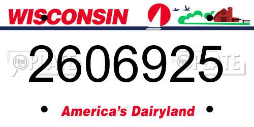 2606925 Wisconsin License Plate