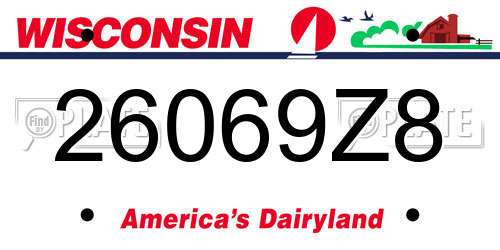 26069Z8 Wisconsin License Plate