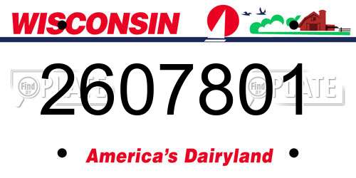 2607801 Wisconsin License Plate