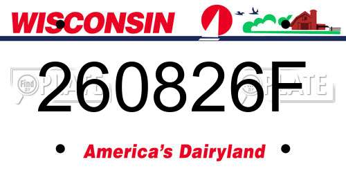 260826F Wisconsin License Plate