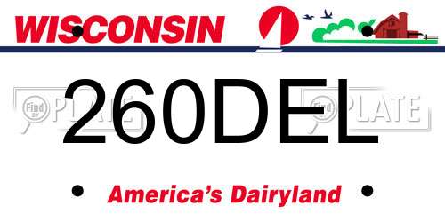 260DEL Wisconsin License Plate