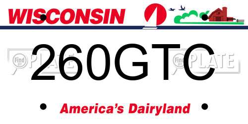 260GTC Wisconsin License Plate