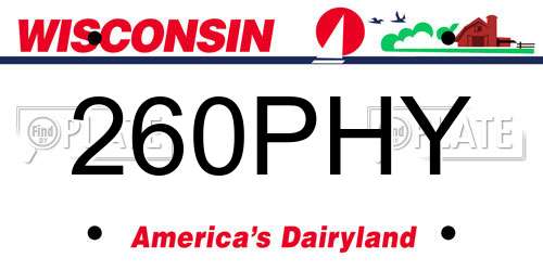 260PHY Wisconsin License Plate