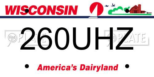 260UHZ Wisconsin License Plate