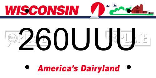 260UUU Wisconsin License Plate