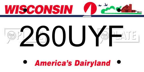 260UYF Wisconsin License Plate