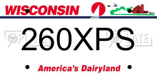 260XPS Wisconsin License Plate