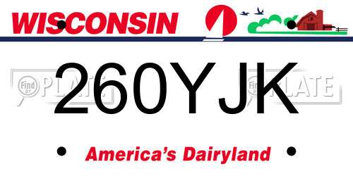 260YJK Wisconsin License Plate