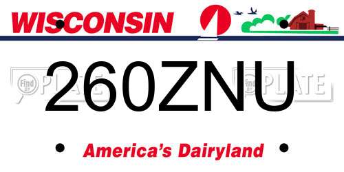 260ZNU Wisconsin License Plate