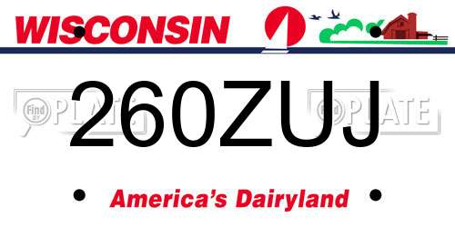 260ZUJ Wisconsin License Plate
