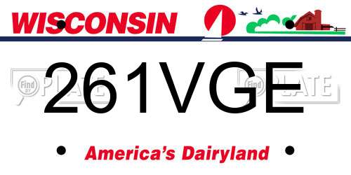261VGE Wisconsin License Plate