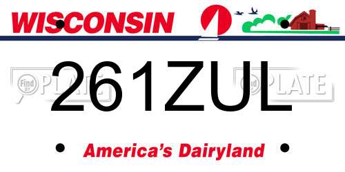 261ZUL Wisconsin License Plate
