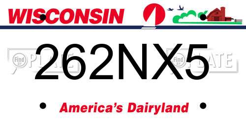 262NX5 Wisconsin License Plate