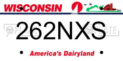262NXS Wisconsin License Plate