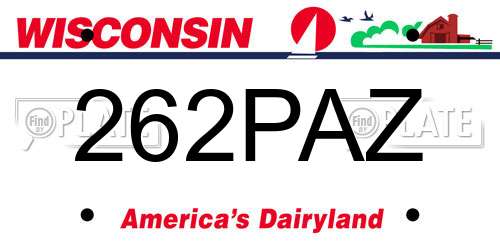 262PAZ Wisconsin License Plate