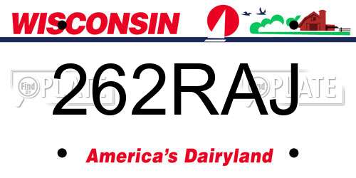 262RAJ Wisconsin License Plate