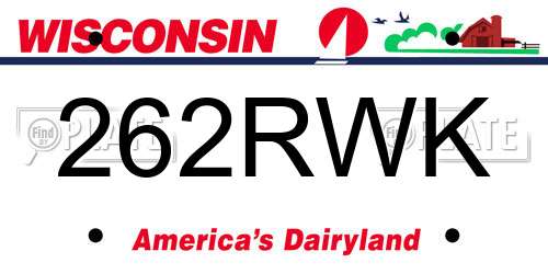 262RWK Wisconsin License Plate