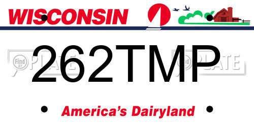 262TMP Wisconsin License Plate