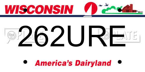 262URE Wisconsin License Plate
