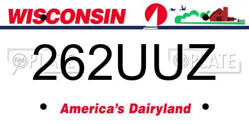 262UUZ Wisconsin License Plate