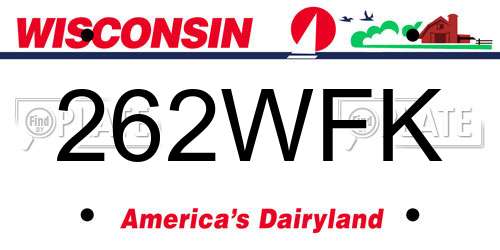 262WFK Wisconsin License Plate