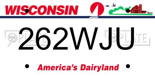 262WJU Wisconsin License Plate