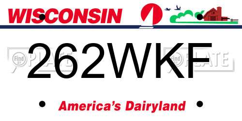 262WKF Wisconsin License Plate