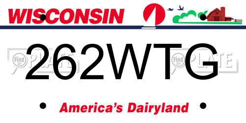 262WTG Wisconsin License Plate