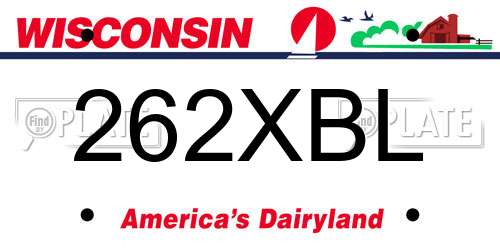 262XBL Wisconsin License Plate