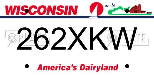 262XKW Wisconsin License Plate