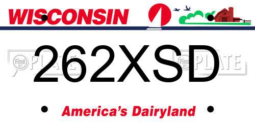 262XSD Wisconsin License Plate