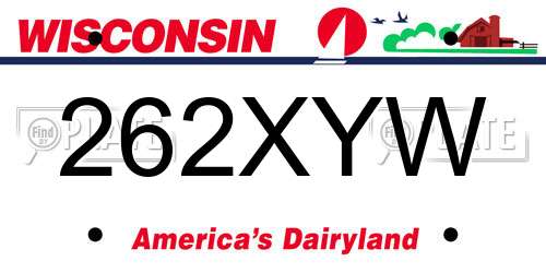 262XYW Wisconsin License Plate