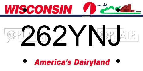 262YNJ Wisconsin License Plate