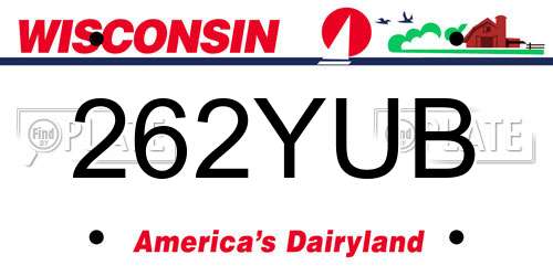 262YUB Wisconsin License Plate