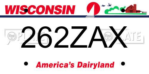 262ZAX Wisconsin License Plate