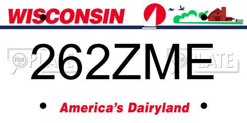 262ZME Wisconsin License Plate