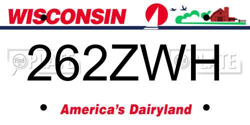 262ZWH Wisconsin License Plate