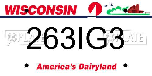 263IG3 Wisconsin License Plate