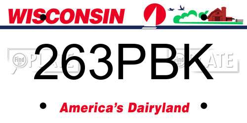 263PBK Wisconsin License Plate