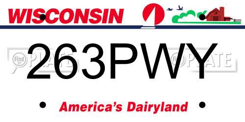 263PWY Wisconsin License Plate