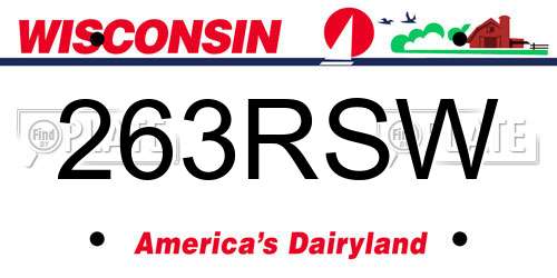 263RSW Wisconsin License Plate