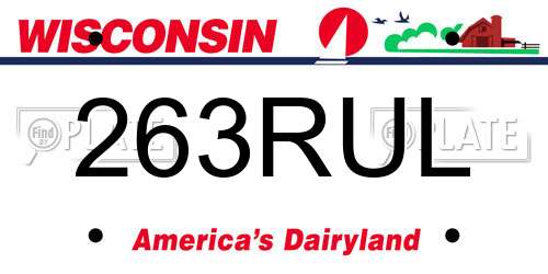 263RUL Wisconsin License Plate