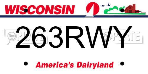 263RWY Wisconsin License Plate