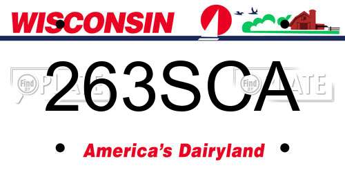 263SCA Wisconsin License Plate